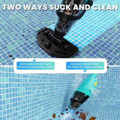 Green EFURDEN Pool Vacuum for Above Ground Pool, Cordless Handheld Rechargeable Pool Cleaner with Running Time Up to 60 Minutes for Sand and Debris, Ideal for In-Ground Pools, Spas, and Hot Tubs (Green)