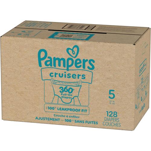 Pampers Diapers - Cruisers 360 - Size 4, 128 Count, Babyproof up to 100% Leakproof Pull-On Diaper
