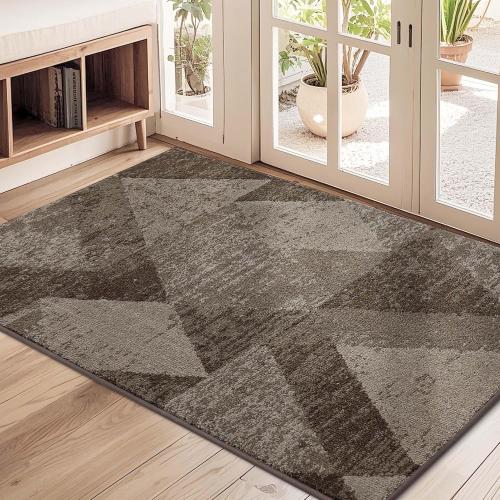 COSY HOMEER Entryway Rugs Doormat 32x48, Non-Slip Absorbent Polyester, Washable Rugs for Front Door, Dirty Paws & High Traffic Areas, Brown