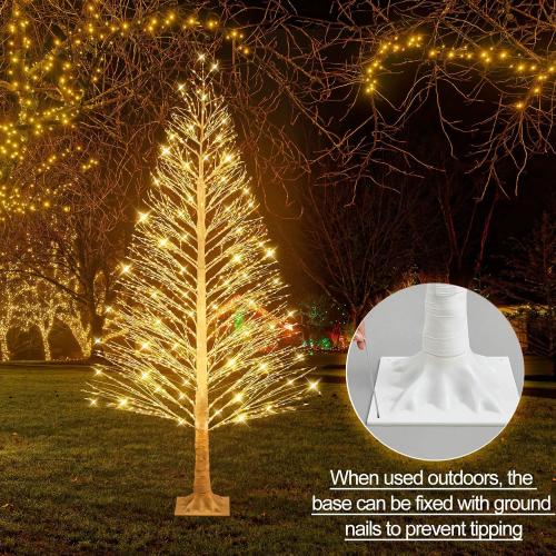 1 Pack 5ft-900led Christmas Lighted Birch Tree LED Warm White Lights Twinkle Twig Artificial Tree for Outdoor Indoor Home Party Decorations, 8 Modes