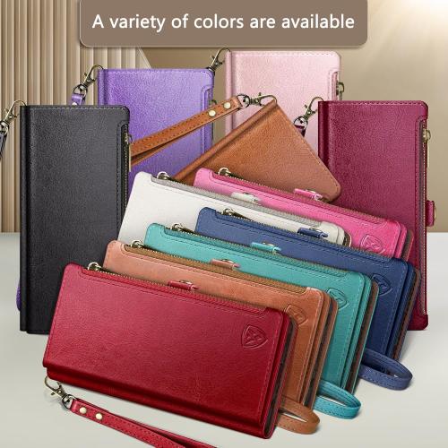 Size iPhone 16 Pro Max Color red XcaseBar compatible with iPhone 16 Pro Max Wallet case with Zipper Credit Card Holder【RFID Blocking】,Flip Folio Book PU Leather Phone case Shockproof Cover Women Men for Apple 16 Pro Max case Wine Red