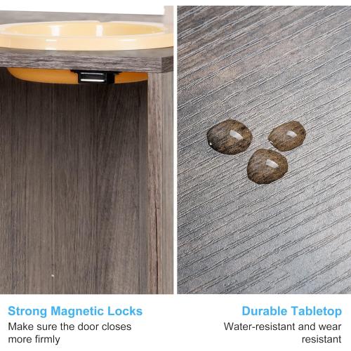 Hey-brother Cat Tree with XL Litter Box Enclosure, All-in-one Cat Tower for Indoor Cats with Large Hammock, Bed, Food Station, Scratching Posts, Modern Style Pet Furniture, Rustic Gray MPJ101SG