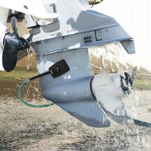 Steel Dual Feed Muff Style Heavy Duty Steel Boat Motor Flusher | Use for Antifreeze Winterization or Common Water Flush | 5/8 Inch Standard Garden Hose Connection