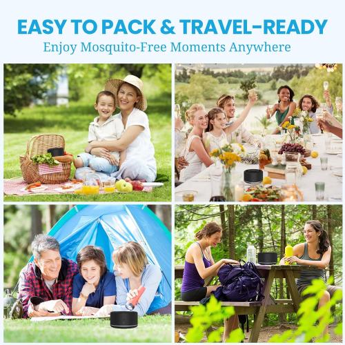 Mosquito Repellent Outdoor Patio Rechargeable Portable Insect Repeller Indoor 30 ft Mosquito-Free Protection Bug Repellent Device Camping Hiking Outing 2 Refills (Black)