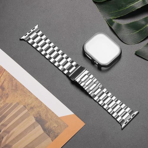 iiteeology Compatible with Apple Watch Band 46mm Series 11 Series 10, Upgraded Stainless Steel Band with iWatch Screen Protector Case for Men Women Silver/Silver