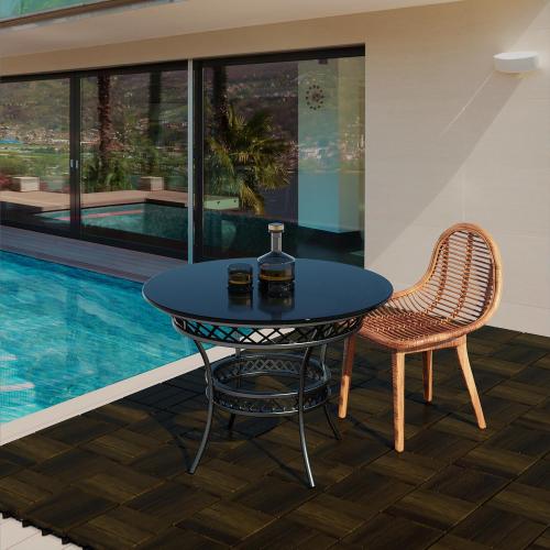 Acacia Wood Interlocking Deck Tiles, 12'' x12'' Outdoor Flooring for Balcony Decor, Backyard Paths & Garden Areas, Waterproof Wood Flooring Stable & Durable (27Pcs)
