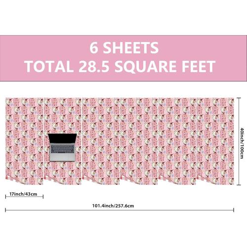 Altarho Funny Christmas Wrapping Paper Roll for Adult Women Men Husband - Pink Inappropriate Christmas Santa and Retro Buffalo Plaid Design Naughty Xmas Gift Wrap for Birthday Winter Holiday Decoration Total 28.5sq.ft