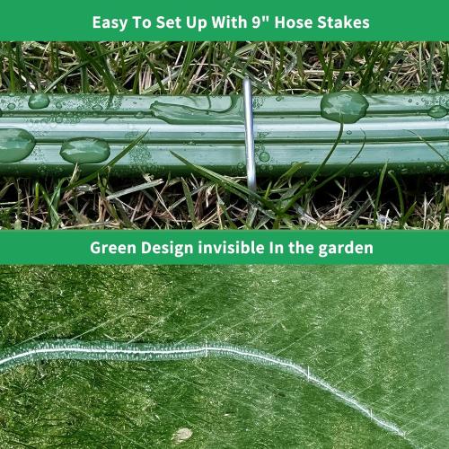 Watoo 2025 Sprinkler Hose & Soaker Hose for Yard - 50 FT Reinforced Flat Garden Hose with Holes, Heavy Duty No-Kink Lawn Irrigation Hose (Includes Stakes, High Pressure Spray)
