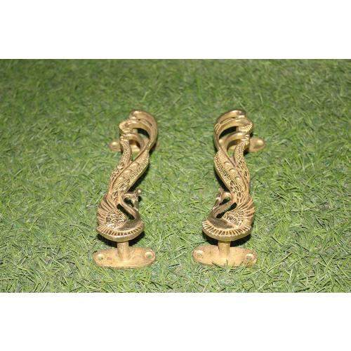 Size 7.3x2.2x1.5 set of 2 Wonderlist Handicrafts Indian Handmade Brass Décor Handle Pull Beautifully Handcrafted Design Brass Door Handle Pull (Peacock), 7.3x2.2x1.5 inches, HT-DOHA-01