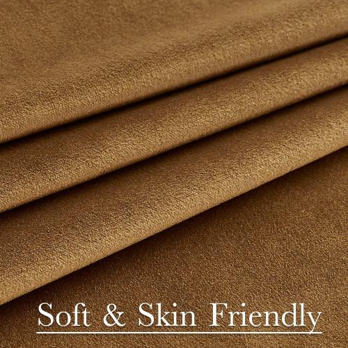 StangH 120 inches Velvet Curtains for Living Room, Vintage Gold Brown Blackout Thermal Insulated Window Curtain Panels for Sliding Glass Door/Hall/Villa, W52 x L120, 2 Panels