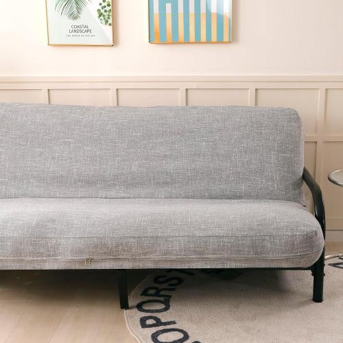OctoRose Full Size 2 Side Zipper Upholstery Thick Linen Silver Futon Cover Sofa DayBed Mattress Slipcover Couch Protector (Linen-Silver, Full Size)