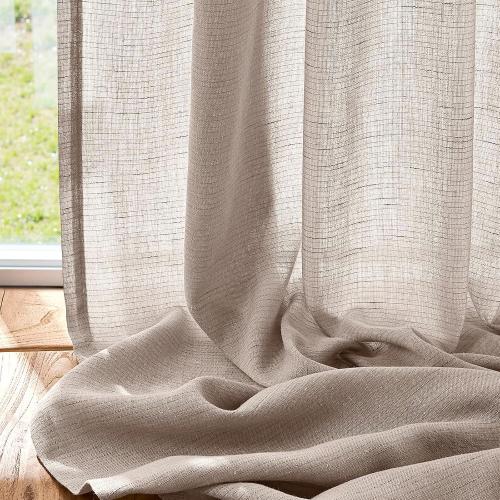 jinchan Linen Curtain 96 Inches Long for Sliding Glass Door, Extra Wide 100 Inch Farmhouse Semi Sheer Ceiling Curtain Living Room Light Filtering Grommet Farmhouse Rustic Taupe Drape, 100x96 1 Panel