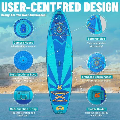 Journey 11'6 / 11'×34 / 11'×35 Extra Wide Paddle Board, One-Stop Premium SUP Board Accessories, Tailored Fins, Stable Inflatable Stand Up Paddle Boards for Youth/Adults of All Skill Levels