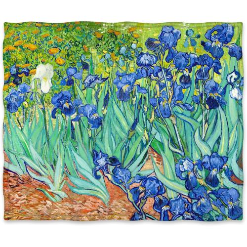 Jekeno Floral Blanket Flower Gifts for Women Kids Girls Wife Mom Birthday Christmas Home Bedroom Blue Purple Flowers Flowers Oil Painting Decor Soft Cozy Throw Blankets 50x60