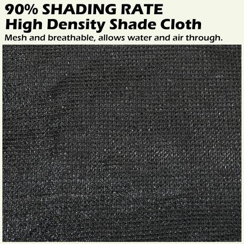 90% Black 20ft x 40ft High Density Fabric Shade Sun Shade Cloth Shade Mesh Canopy Taped Edge with Grommets for Garden Patio, 12pcs Bungee Balls Ropes Included