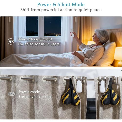 Automatic Curtain Opener Smart Motorized: 2-Pack Heavy Duty 20KG Load Electric Curtain Robot with Remote for Bedroom Living Room│6-Month Battery for Home/Office/Nursery│No WiFi Needed
