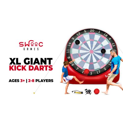 Swooc Games - Premium Inflatable Giant Kick Darts (15  Ways to Play) - Jumbo Soccer Dartboard with Air Pump - Big Carnival Games - Giant Outdoor Games - Oversized Dart Board Yard & Lawn Game