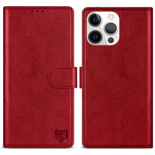 ZZXX for iPhone 14 Pro Max Wallet Case with [RFID Blocking] Card Slot Kickstand Magnetic Closure Leather Flip Fold Protective Phone Case for iPhone 14 Pro Max Case Wallet(Red-6.7 inch)