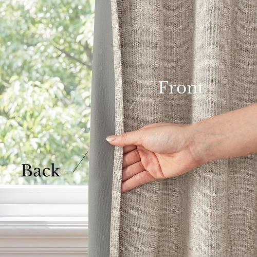 NICETOWN 100% Blackout Linen Curtains for Bedroom/Living Room 90 L, 2 PCs