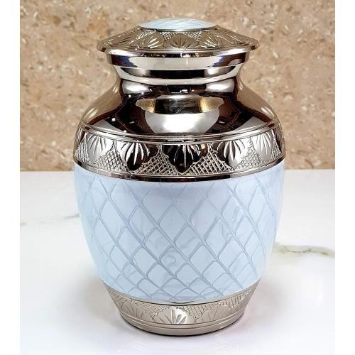 Size 6 Color Blue eSplanade Metal Cremation Urn Memorial Jar Pot Container | Medium Size Urn for Funeral Ashes Burial | Engraved Metal Urn | Blue - 6 Inches