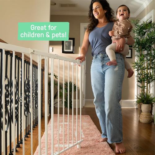 Ingenuity The Stairway  46W Series, 32-48 Wide, 32.5 Tall, Baby Gate for Stairs, Dog Gate Indoor with Door for Banister to Banister Installation - White Metal