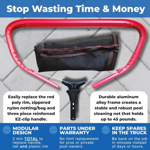 ProTuff 23 Fine Pool Net for PROS – “490 Promise” Unlimited Unconditional Replacement – Cleans 3X Faster Than Vacuum – Wide Pool Skimmer Net with Deep Bag for Easy Maintenance of Leaves, Bugs, Debris