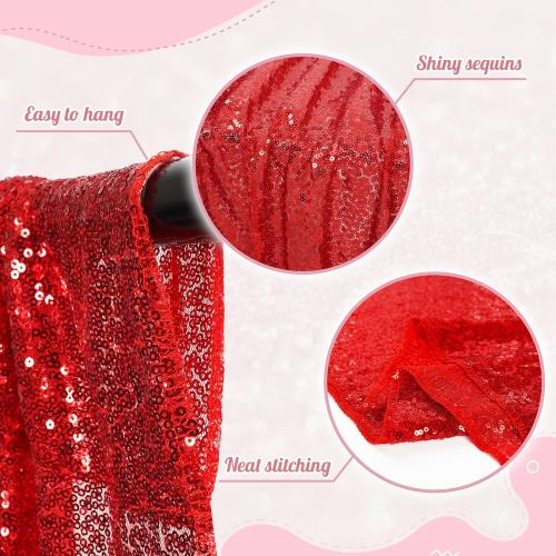 PartyDelight Dark Red Sequin Backdrop Sparkly Wedding Curtain Special Events Party 6FTx6FT
