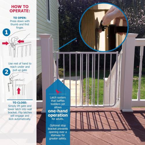 Cardinal Gates SS30OD Outdoor Baby Gate for Top of Stairs-Adjustable Outdoor Dog Gate-Aluminum Safety Gate for Kids & Pets - Can Install at Angles - 27 to 42.5 Inches Wide - White - USA Based Company