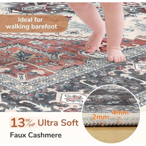 OPPODREAM Soft 10x14 Area Rugs, Washable Rugs 10x14 with Non Slip Backing, Low-Pile Faux Cashmere 10 x 14 Carpet, Black & Blue