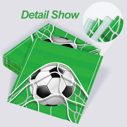 Aodaer 48 Pieces Soccer Paper Napkins Disposable Football Party Napkins Sports Ball Napkins Soccer Cocktail Dinner Napkin Set 13 x 13 Unfolded Football Tableware Napkins for Sports Party Supplies