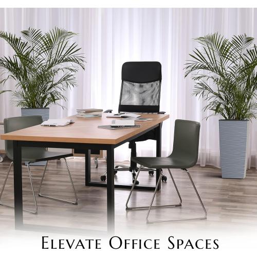 Mueller M-Resin Heavy Duty Tall Planters for Outdoor Plants, Indoor Grande Plant Pots, Boxes, Trees, Flower Pots, 2-Piece Set, 24”, Modern Design, Built-in Drainage, Front Porch Decor, Light Gray