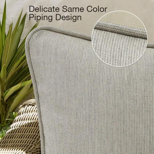 WHITE Sunbrella Decorative Outdoor Water Repellent Throw Pillows with Inserts, Set of 4, 20 x12 Pillows for Patio, Backyard, Bed, Couch, and Patio Furniture, Specrtum Pebble