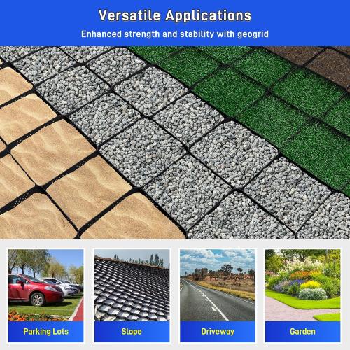 2 Depth Ground Grid for Gravel, 36x4 FT Geo Gravel Grid Driveway 1885 lbs per Sq Ft Load with Connection Buckles, Geo Cell Permeable Stabilization System for Driveways Walkway Slope Pathway & Garden