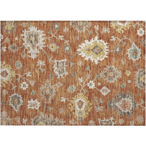 Addison Rugs Chantille ACN753 Orange 1'8 x 2'6 Indoor/Outdoor, Machine Washable, Easy Clean, Non Shedding, Bedroom, Living Room, Dining Room, Kitchen, Patio Rug