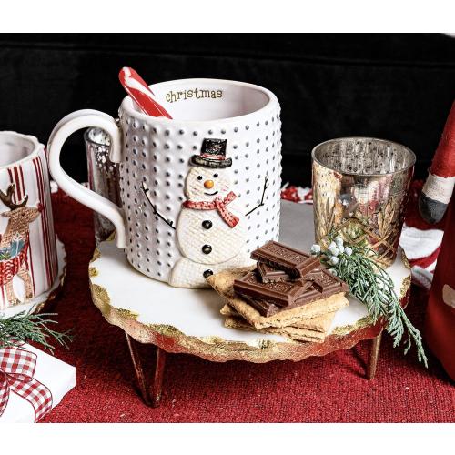 Mud Pie Marble and Gold Edge Riser Set, small 3 x 8 dia | large 4 x 10 dia