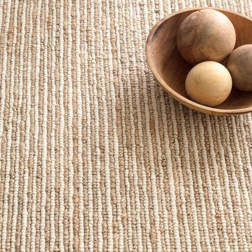 FRELISH DECOR Large Rug Wool and Jute Premium Handwoven Chunky Stripes Rug - Contemporary Area Rug for Living Room Bedroom