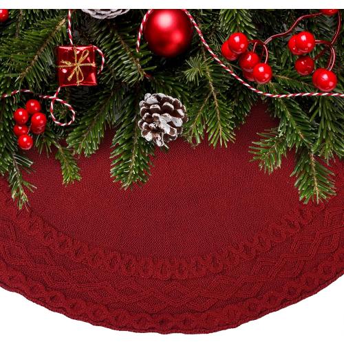Mr. Pen- Christmas Tree Skirt, 36, Red Knitted Christmas Skirt Tree for Xmas Trees