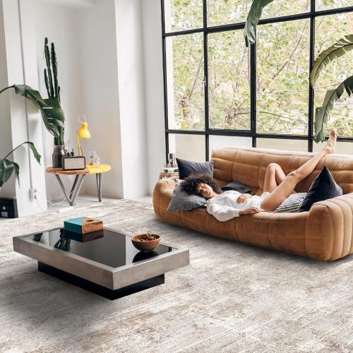 RUUGME 10X14 Abstract Area Rug:Large Washable Living Room Rug Indoor Non Slip Carpet for Bedroom Soft Foldable Stain Resistant Distressed Thin Rug for Dining Room Kitchen 10X14 Brick/Brown/Beige