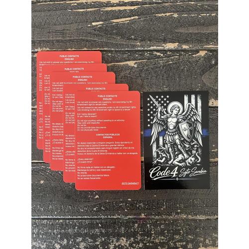 5 Pack Bilingual Red Cards with St. Michael Archangel Decal - English and Spanish Reference Cards for Residential Encounters, Traffic Stops and Public Contacts‼️missing 2‼️