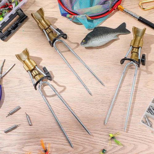 Libima 4 Pieces Fishing Rod Holders for Bank Fishing Upgraded Stainless Steel Fishing Pole Holders 360 Degree Adjustable Fishing Rod Stand for Men Father Beach Fishing Equipment Birthday Gift