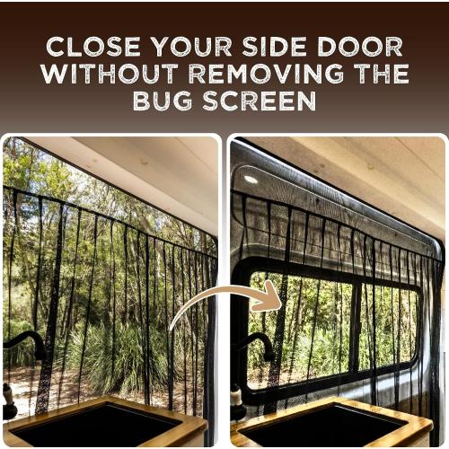 Living in a Bubble Van Bug Screen for Mercedes-Benz Sprinter Mid/High Roof and Other Campervans, Universal Size Sliding Door Flyscreen Mosquito Net, Center Magnetic Closure (Large)