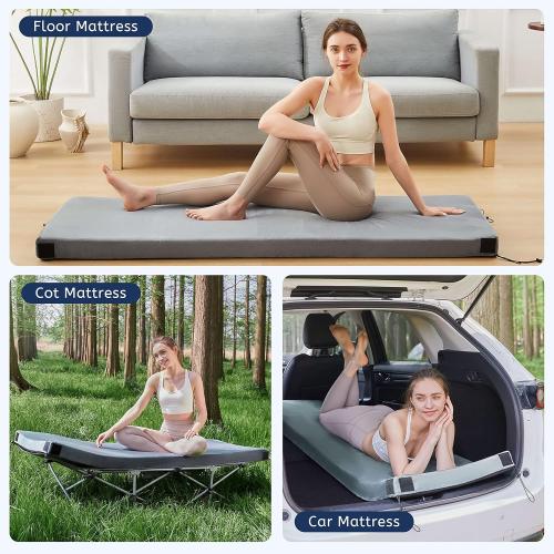 HomeMate CertiPUR-US Memory Foam Camping Mattress Pad Portable Roll Up Mattress for Adults Sleeping Mat Cot Mattress Pad