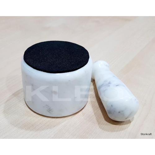 3 Small Natural Stone Mortar and Pestle Set as Spice, Medicine Grinder Masher - kharad, Khallad, Okhli and Musal (White)