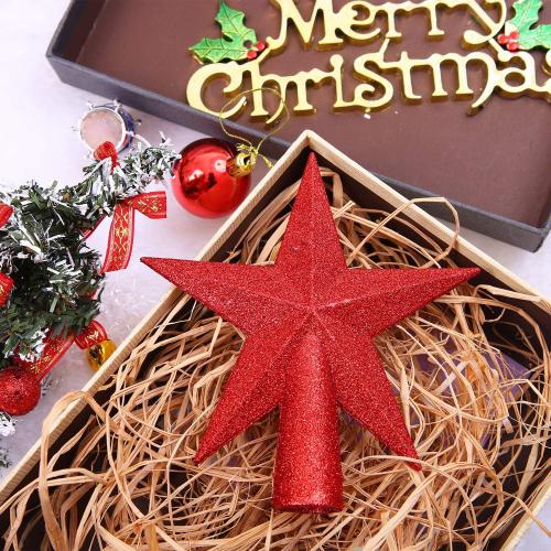 Aneco Glitter Mini Christmas Tree Topper Shatter-Proof Small Christmas Tree Decoration Treetop for Holiday Ornament or Home Decor, (Red, 4 inch)