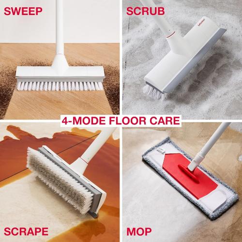 Home & Outdoor Heavy-Duty Scrub Mop and Broom with Collapsible Bucket Set & Microfiber Cloth Replacement Pack