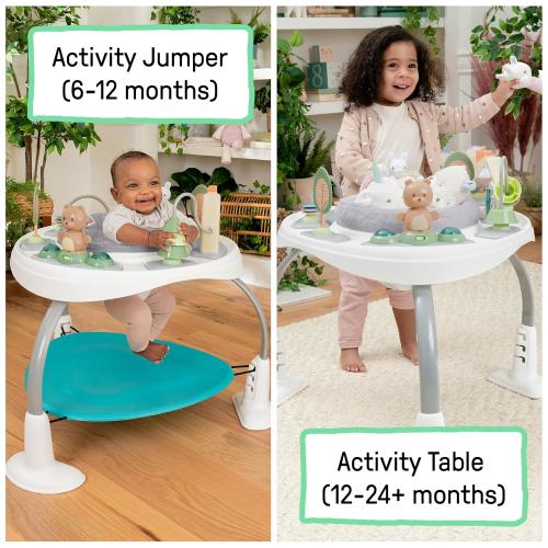 Ingenuity Spring & Sprout 2-in-1 Baby Activity Center Jumper and Table with Infant Toys - Ages 6 Months  , First Forest