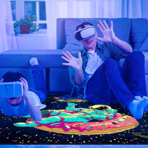 Astronaut Area Rug Black Light, Large UV Reactive Glow in The Dark Space Rug, Non-Slip Fluorescent Rug for Bedroom Living Room Home Decor 70×47×0.39