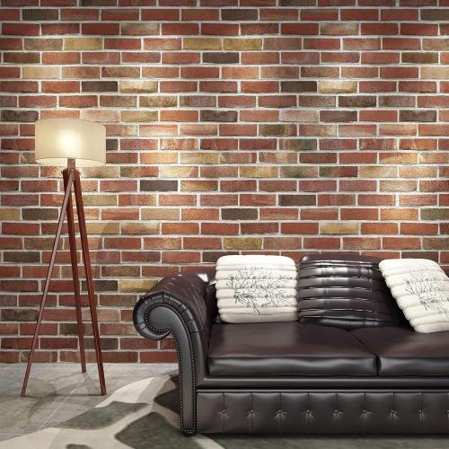 Art3d 20-Pack Size 105 Sq.Ft Faux Brick 3D Wall Panels Peel and Stick in Red Brown, Self Adhesive Waterproof Foam Wallpaper for Bedroom, Bathroom, Kitchen