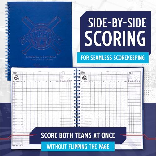 Blue Murray Sporting Goods Premium Baseball Softball Scorebook - 60 Games | Stats Score Keeper Book for Adult & Youth Baseball/Softball