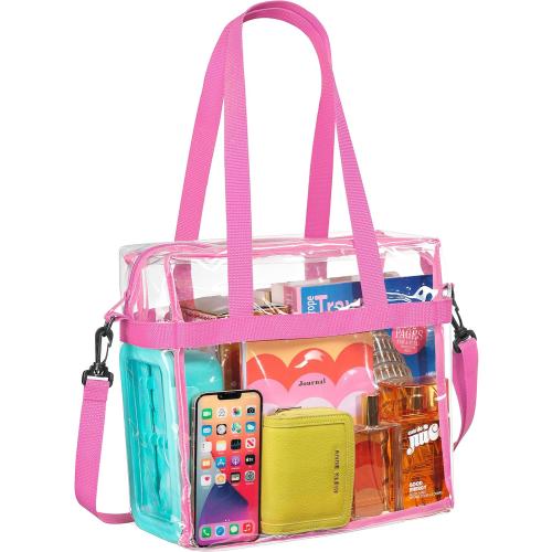 Handy Laundry Clear Bag 12x6x12 Stadium Approved Transparent Tote with Zippered Top & Shoulder Straps Work, Sports, Concerts